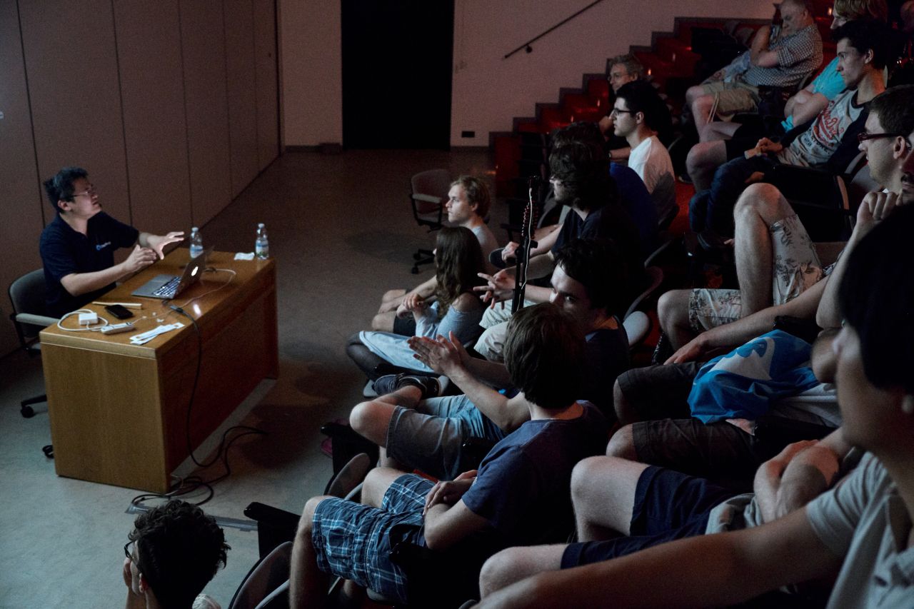 Fan Hui holding a lecture